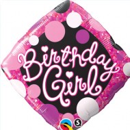 Birthday Girl Pink & Black Diamond Balloon